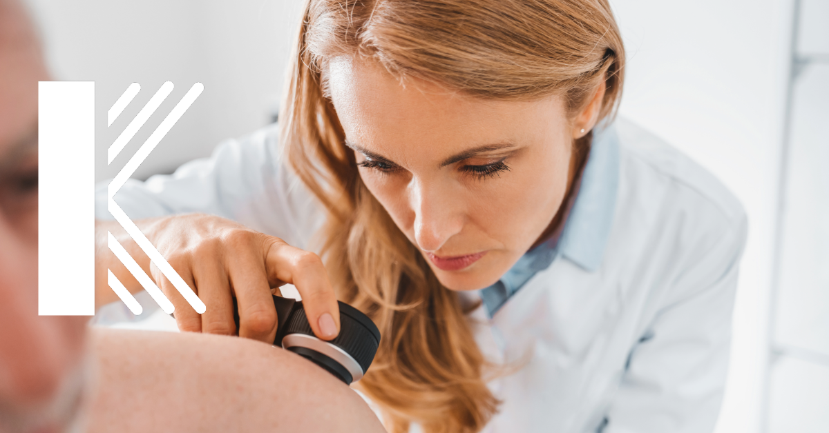Baton Rouge dermatologist inspecting a client